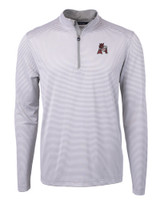 Arkansas Razorbacks College Vault Cutter & Buck Virtue Eco Pique Micro Stripe Recycled Mens Quarter Zip POLWH_MANN_HG 1