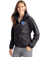 Los Angeles Rams Historic Cutter & Buck Charter Eco Recycled Womens Anorak Jacket Black Front