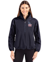 Los Angeles Dodgers Stars & Stripes Cutter & Buck Charter Eco Recycled Womens Anorak Jacket Navy Blue Front