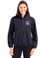 New York Yankees Stars & Stripes Cutter & Buck Charter Eco Recycled Womens Anorak Jacket Navy Blue Front