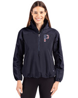 Pittsburgh Pirates Stars & Stripes Cutter & Buck Charter Eco Recycled Womens Anorak Jacket Navy Blue Front