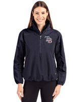 Tampa Bay Rays Stars & Stripes Cutter & Buck Charter Eco Recycled Womens Anorak Jacket Navy Blue Front