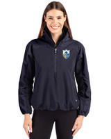 Los Angeles Chargers Historic Cutter & Buck Charter Eco Recycled Womens Anorak Jacket Navy Blue Front