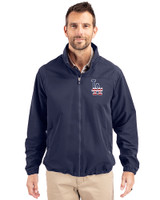 Los Angeles Dodgers Stars & Stripes Cutter & Buck Charter Eco Knit Recycled Big & Tall Full-Zip Jacket Navy Blue Front