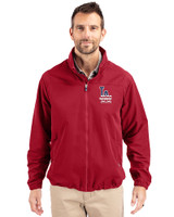 Los Angeles Dodgers Stars & Stripes Cutter & Buck Charter Eco Recycled Mens Full-Zip Jacket Cardinal Red Front