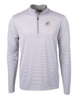 Miami Dolphins Historic Cutter & Buck Virtue Eco Pique Micro Stripe Recycled Mens Quarter Zip POLWH_MANN_HG 1
