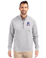 New England Patriots Historic Cutter & Buck Adapt Eco Knit Heather Mens Big & Tall Quarter Zip Pullover Polished Heather Front