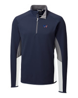 Washington Commanders Americana Cutter & Buck Traverse Colorblock Stretch Quarter Zip Mens Pullover Liberty Navy Mannequin