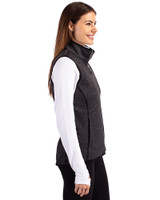 Oklahoma State Cowboys Wrestling Pete Cutter & Buck Mainsail Sweater Knit Womens Full Zip Vest Charcoal Heather Side