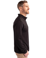 Oklahoma State Cowboys Wrestling Pete Cutter & Buck Virtue Eco Pique Recycled Quarter Zip Mens Big & Tall Pullover Black Side