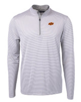 Oklahoma State Cowboys Cutter & Buck Virtue Eco Pique Micro Stripe Recycled Mens Big & Tall Quarter Zip POLWH_MANN_HG 1