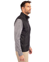 Oklahoma State Cowboys Wrestling Pete Cutter & Buck Stealth Hybrid Quilted Mens Big and Tall Full Zip Windbreaker Jacket Black Side