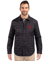 USC Trojans Cutter & Buck Rainier Recycled Insulated Puffer Mens Full Zip Shirt Jacket Black Front