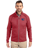 Washington Commanders Americana Cutter & Buck Mainsail Sweater-Knit Mens Full Zip Jacket Cardinal Red Heather Front
