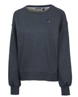Washington Commanders Americana Cutter & Buck Saturday Cotton Blend Womens Crew Neck Sweatshirt Navy Blue Heather Mannequin
