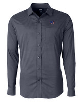 Washington Commanders Americana Cutter & Buck Versatech Geo Dobby Stretch Mens Long Sleeve Dress Shirt Liberty Navy Mannequin