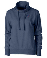 Washington Commanders Americana Cutter & Buck Saturday Cotton Blend Womens Funnel Neck Sweatshirt Navy Blue Heather Mannequin