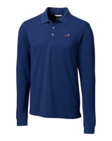 Washington Commanders Americana Cutter & Buck Advantage Eco Tri-Blend Pique Mens Long Sleeve Polo Indigo Mannequin