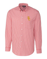 USC Trojans Cutter & Buck Easy Care Stretch Gingham Mens Long Sleeve Dress Shirt Cardinal Red Mannequin
