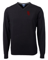 USC Trojans Cutter & Buck Lakemont Tri-Blend Mens V-Neck Pullover Sweater Black Mannequin