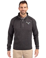Philadelphia Eagles Historic Cutter & Buck Mainsail Sweater-Knit Mens Big and Tall Half Zip Pullover Jacket Charcoal Heather Front