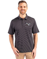 Philadelphia Eagles Historic Cutter & Buck Forge Pencil Stripe Stretch Mens Polo Black Front