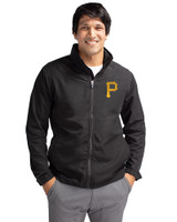 Pittsburgh Pirates Cutter & Buck Charter Eco Recycled Mens Full-Zip Jacket Black Front