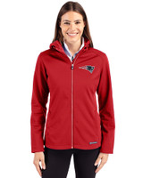 New England Patriots Cutter & Buck Evoke Softshell Recycled Full Zip Womens Jacket Cardinal Red Front
