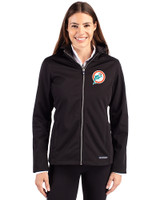 Miami Dolphins Historic Cutter & Buck Evoke Recycled Honeycomb Fleece Womens Full Zip Jacket Black Front