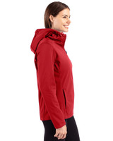 New England Patriots NFL Helmet Cutter & Buck Evoke Softshell Recycled Full Zip Womens Jacket Cardinal Red Side