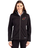 Arizona Cardinals Cutter & Buck Evoke Softshell Recycled Full Zip Womens Jacket Black Front