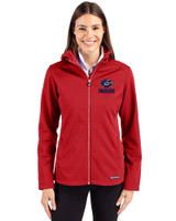 Green Bay Packers Americana Cutter & Buck Evoke Softshell Recycled Full Zip Womens Jacket Cardinal Red Front