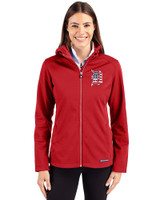 Detroit Tigers Stars & Stripes Cutter & Buck Evoke Softshell Recycled Full Zip Womens Jacket Cardinal Red Front