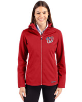 Washington Nationals Stars & Stripes Cutter & Buck Evoke Softshell Recycled Full Zip Womens Jacket Cardinal Red Front