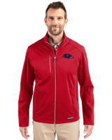 Baltimore Ravens Americana Cutter & Buck Evoke Softshell Recycled Full Zip Mens Jacket Cardinal Red Front