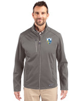 Los Angeles Chargers Historic Cutter & Buck Evoke Softshell Recycled Full Zip Mens Jacket Elemental Grey Front