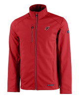 Arizona Cardinals Cutter & Buck Evoke Eco Softshell Recycled Full Zip Mens Fan Jacket in Cardinal Red 