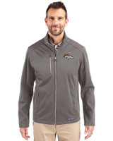 Denver Broncos Cutter & Buck Evoke Softshell Recycled Full Zip Mens Jacket Elemental Grey Front