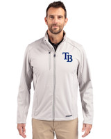 Tampa Bay Rays Cutter & Buck Evoke Softshell Recycled Full Zip Mens Jacket CONCRETE Front