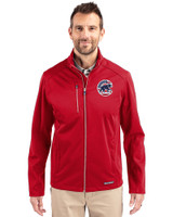 Chicago Cubs Stars & Stripes Cutter & Buck Evoke Softshell Recycled Full Zip Mens Jacket Cardinal Red Front