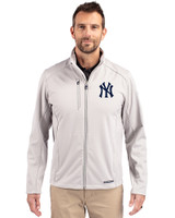 New York Yankees Cutter & Buck Evoke Softshell Recycled Full Zip Mens Jacket CONCRETE Front
