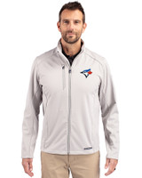 Toronto Blue Jays Cutter & Buck Evoke Softshell Recycled Full Zip Mens Jacket CONCRETE Front