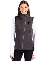 DePaul Blue Demons Cutter & Buck Mainsail Sweater Knit Womens Asymmetrical Vest Charcoal Heather Front