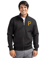 Pittsburgh Pirates Cutter & Buck Roam Eco Recycled Full Zip Mens Big & Tall Jacket Black Front