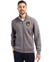 Milwaukee Brewers Cutter & Buck Roam Epic Versatility Recycled Full Zip Mens Jacket Elemental Grey Front
