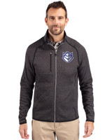 Saint Louis Billikens Cutter & Buck Mainsail Sweater-Knit Mens Full Zip Jacket Charcoal Heather Front