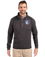 Saint Louis Billikens Cutter & Buck Mainsail Sweater-Knit Mens Half Zip Pullover Jacket Charcoal Heather Front