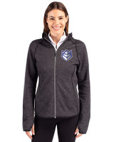 Saint Louis Billikens Cutter & Buck Mainsail Full Zip Hooded Womens Jacket Charcoal Heather Front