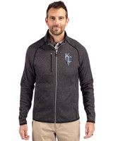 Kansas City Royals City Connect Cutter & Buck Mainsail Sweater-Knit Mens Full Zip Jacket Charcoal Heather Front