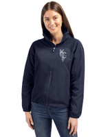 Kansas City Royals City Connect Cutter & Buck Charter Eco Recycled Womens Full-Zip Jacket Navy Blue Front
